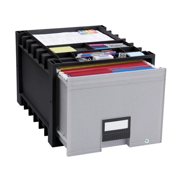 Storex Industries ARCHIVE STORAGE DRAWERS WITH KEY LOCK, LETTER FILES, 15.25in X 18in X 11.5in, BLACK/GRAY STX61178U01C - main